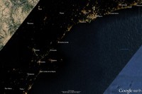 Imatge obtinguda per satèl·lit de la zona d’estudi amb punts de contaminació lumínica.