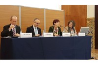 D'esquerra a dreta: Josep M. Vilalta, secretari executiu de l’ACUP; Arcadi Navarro, secretari d’universitats i recerca de la Generalitat de Catalunya; Margarita Arboix, rectora de la UAB, Maribel Rosselló, vicerectora d’Ordenació Acadèmica de la UPC.   