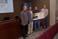 Guardonats amb el Premi Emprèn pel projecte The GreenFish Farm: Martí Casorrán, Jordi Carreras i Albert Khoar