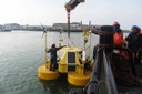 The EOLOS buoy as it is about to leave the Dutch port.