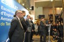 The director of the ESEIAAT, Miguel Mudarra, presenting the School, accompanied by the rector of the UPC, Enric Fossas; the mayor of Terrassa, Jordi Ballart; the secretary for Universities and Research of the Government of Catalonia, Arcadi Navarro, and the rector’s delegate for the Terrassa Campus, Xavier Cañavate.