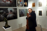 El escultor Ángel Orensanz en la presentación de su obra en la feria de arte y diseño de Miami, febrero de 2014 (Tom Bellachio). 