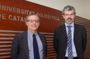 De izquierda a derecha, Enric Fossas, rector de la UPC, y Pere Girbau, director general de Girbau.