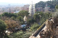 Vista de la casa museo Gaudí del Parc Güell de Barcelona, en la que se está aplicando el hormigón creado por la UPC y PROMSA